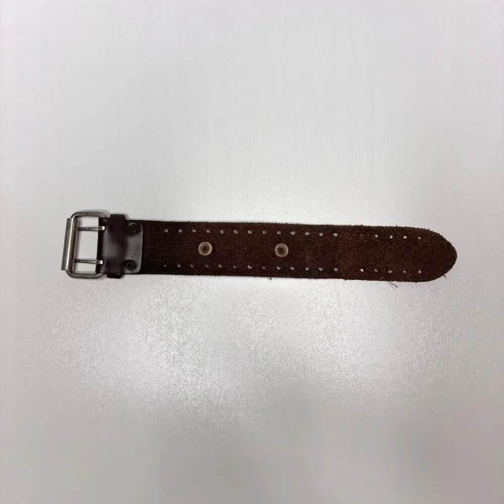 Biker Mens Brown Leather Watch Band Buckle